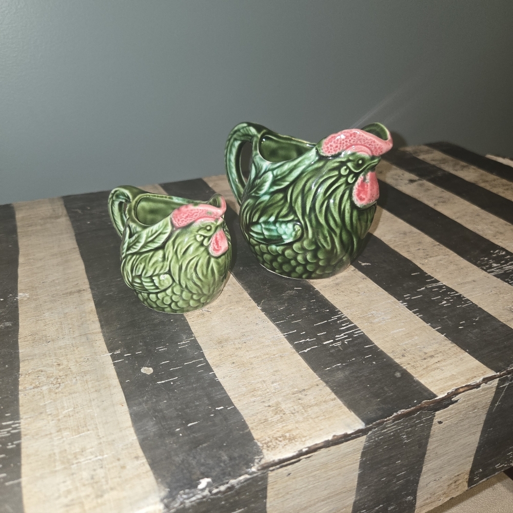 Vintage Green Rooster Pottery